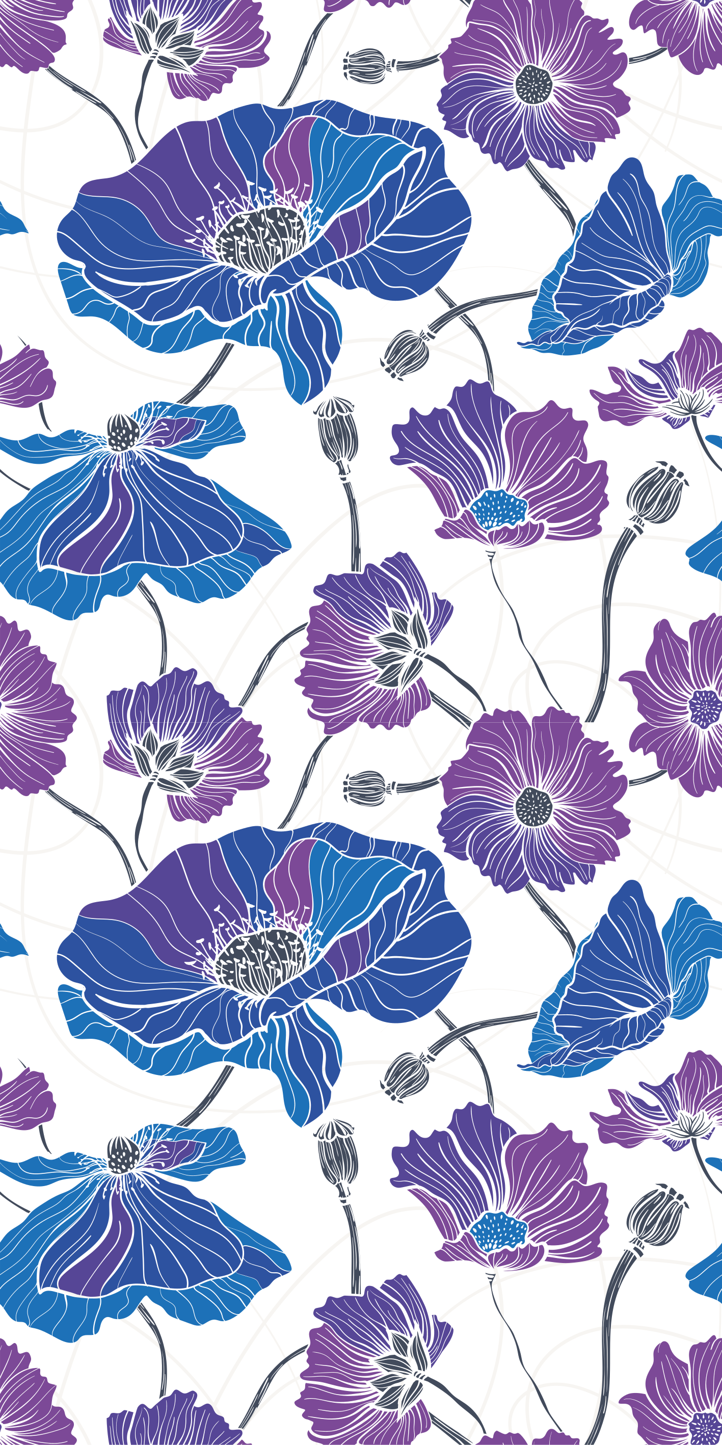 Tapis vinyle plantes fleurs de jardin bleues et violettes - TenStickers