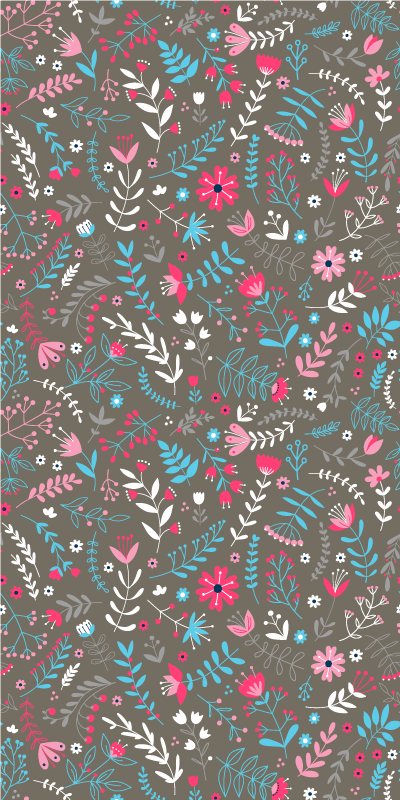 Tapis vinyle plantes motif floral coloré - TenStickers