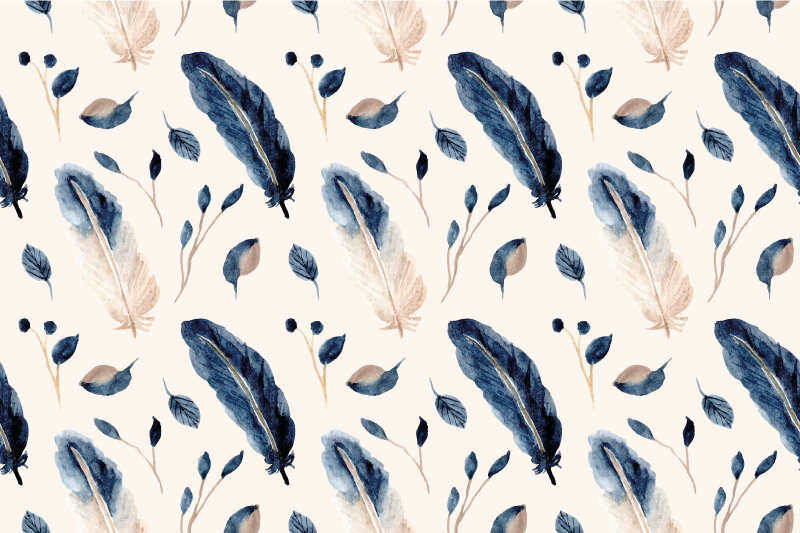Tapis vinyle plantes feuilles et plumes volantes - TenStickers