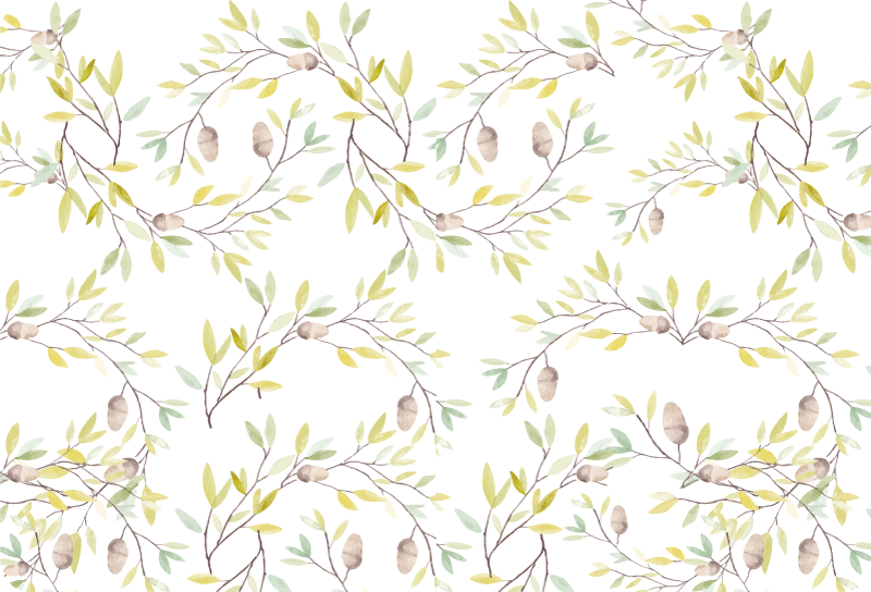 Tapis vinyle plantes motif aquarelle feuilles vertes - TenStickers