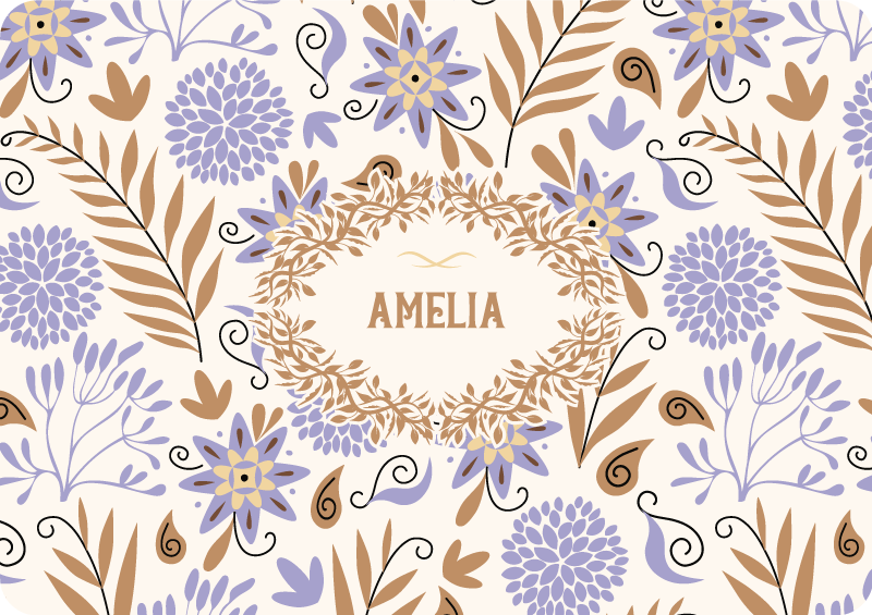 Tapis vinyle plantes motif fleurs vintage peintes à la main - TenStickers