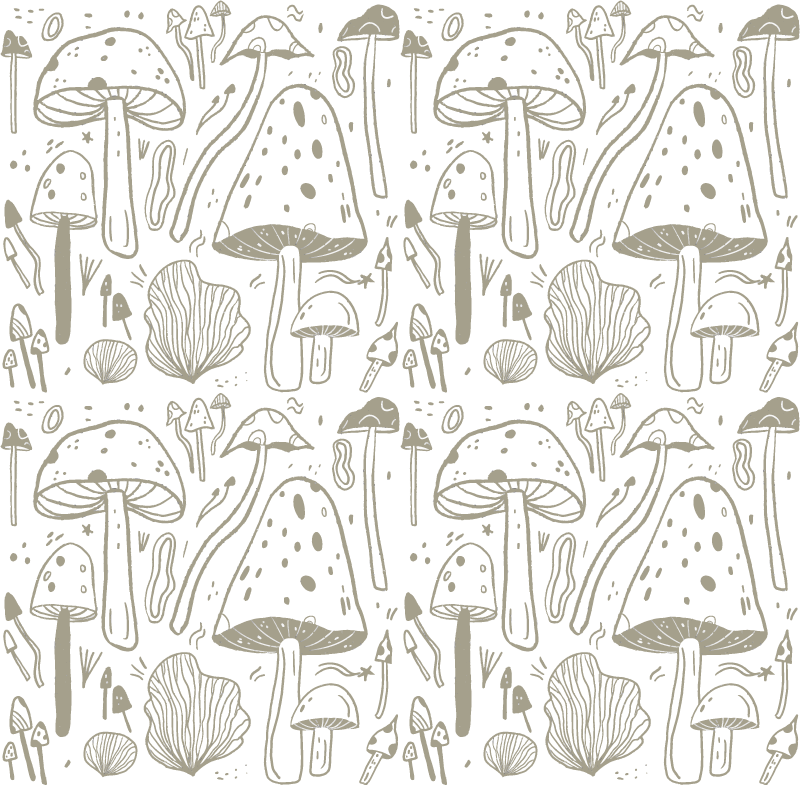 Tapis vinyle salle à manger motif champignons beige - TenStickers