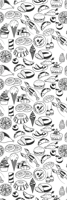 Tapis vinyle cuisine motifs de doodles alimentaires - TenStickers