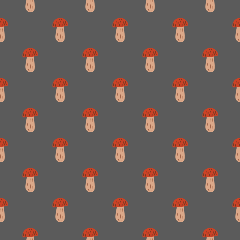 Tapis vinyle plantes champignons classiques fond gris - TenStickers