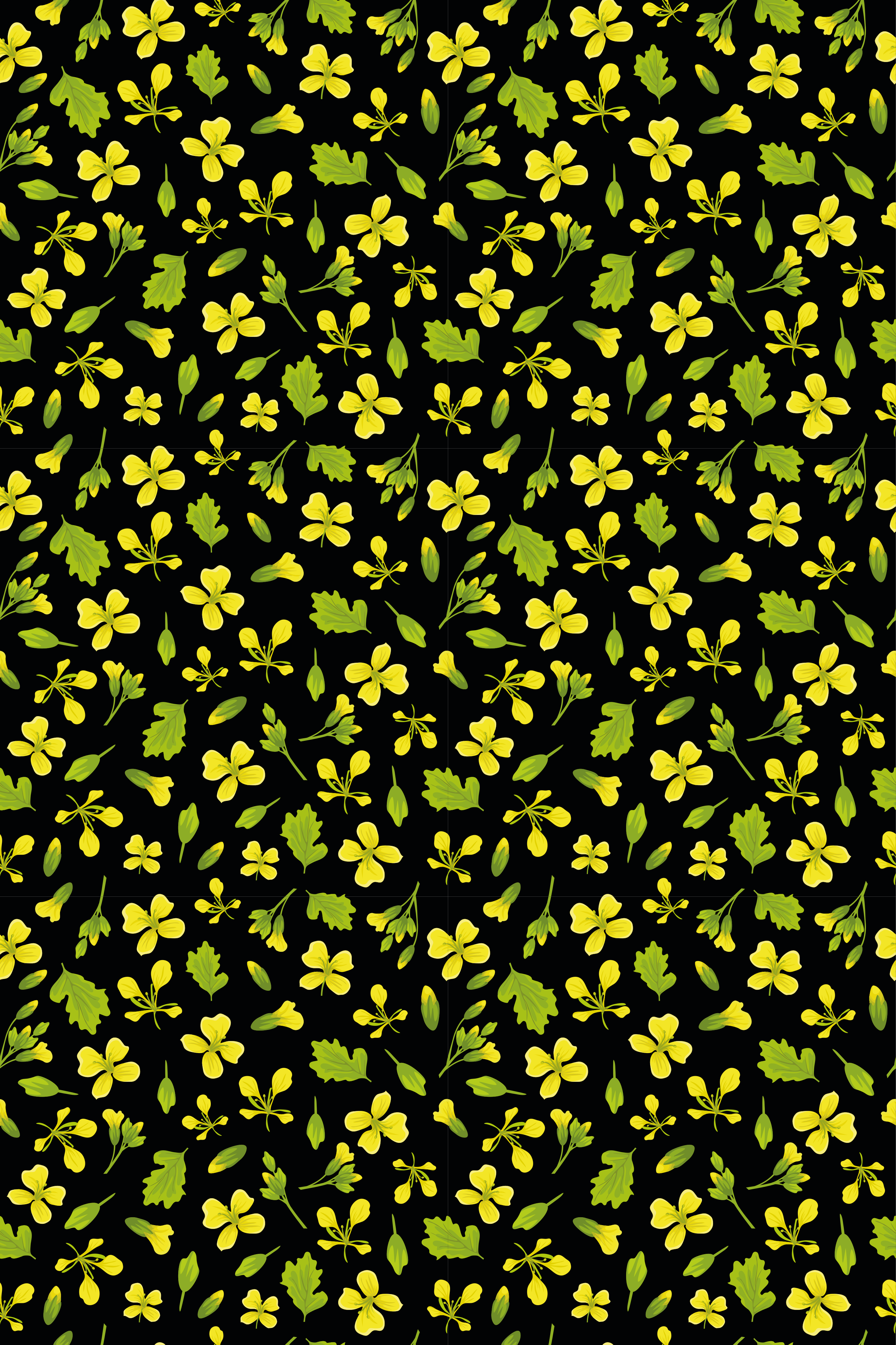 Tapis vinyle plantes fond noir avec jaune - TenStickers