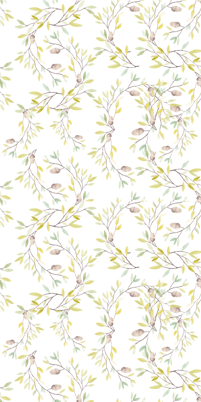Tapis vinyle plantes motif feuilles vertes aquarelle - TenStickers