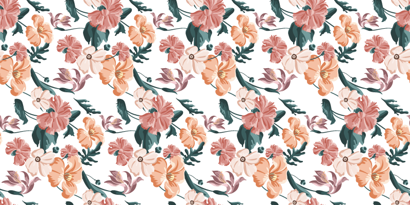 Tapis vinyle plantes motif de fleurs pastel - TenStickers