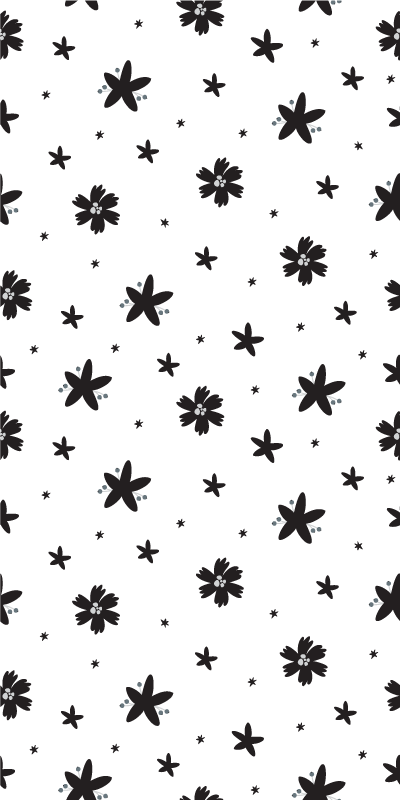Tapis vinyle plantes motif floral noir et blanc - TenStickers