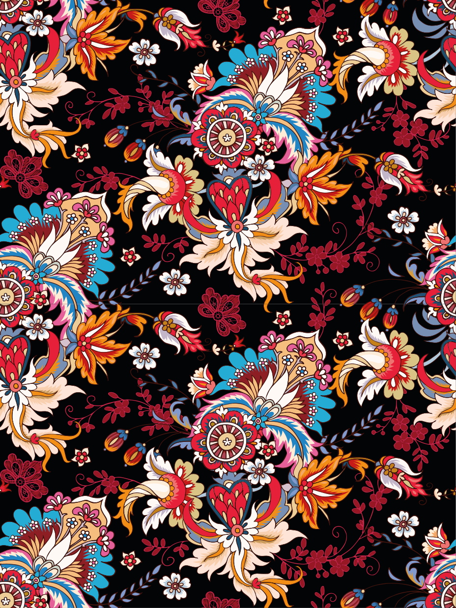 Tapis vinyle plantes art populaire ethnique coloré - TenStickers