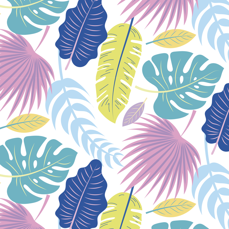 Tapis vinyle plantes motifs de feuilles colorées - TenStickers