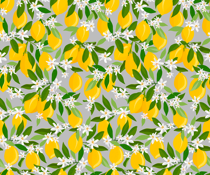 Tapis vinyle plantes motif fleurs de citron - TenStickers