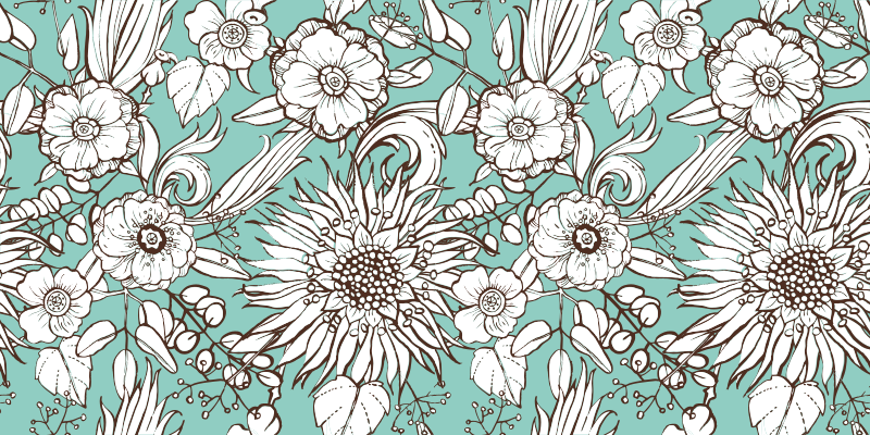 Tapis vinyle plantes collection motifs floraux - TenStickers