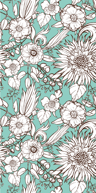 Tapis vinyle plantes motif floral - TenStickers