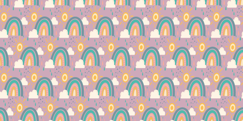 Tapis vinyle plantes arc-en-ciel coloré et ludique - TenStickers