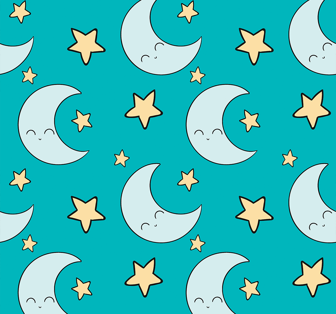 Tapis vinyle étoile lunes heureuses bleues - TenStickers