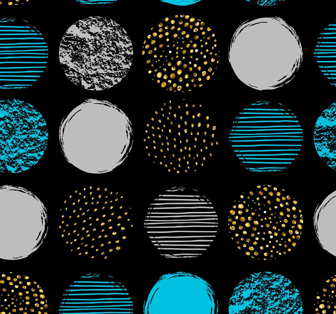 Tapis vinyle géométrique à pois sur fond noir - TenStickers