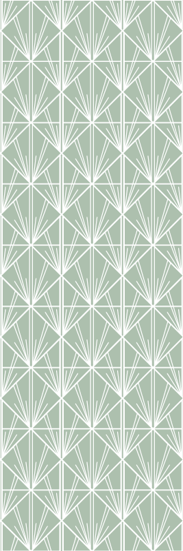 Tapis vinyle géométrique motif déco moderne vert et blanc - TenStickers