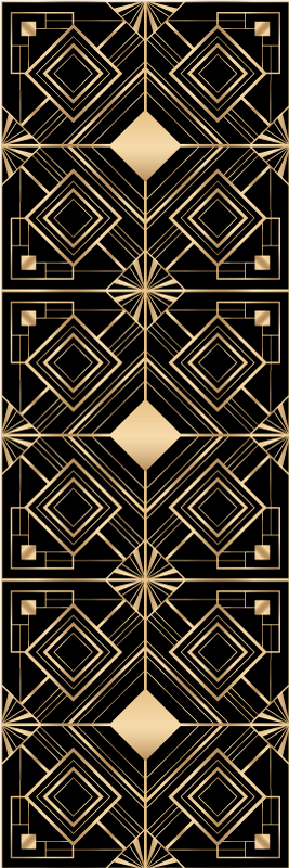 Tapis vinyle géométrique motif déco art moderne noir et or - TenStickers