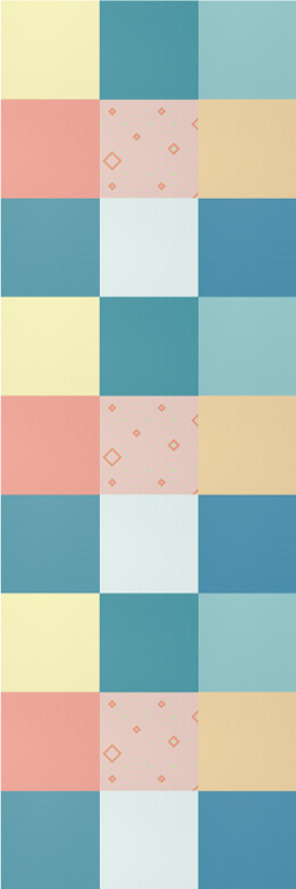 Tapis vinyle géométrique motif rétro coloré patchwork - TenStickers