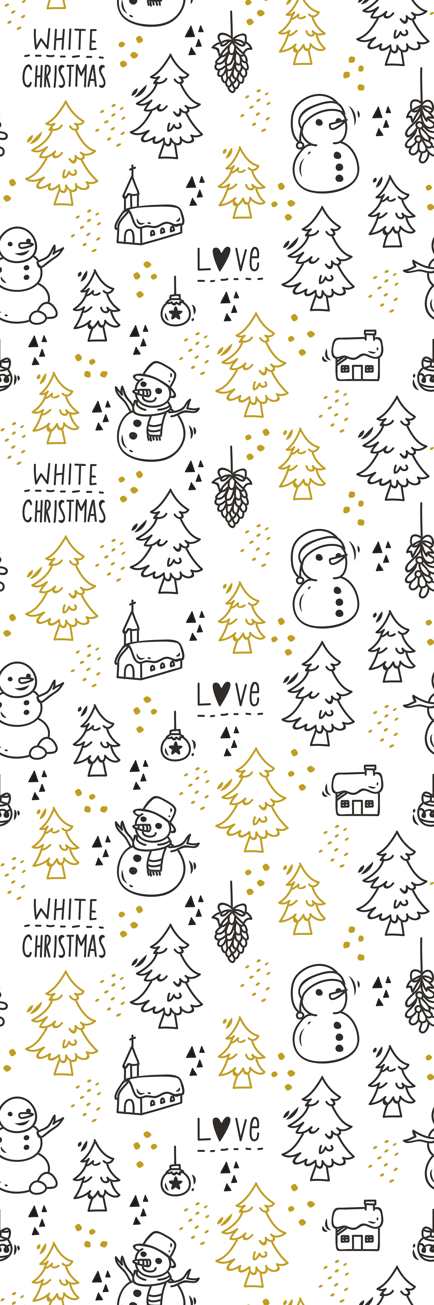 Tapis vinyle noël motif gribouillé noir et or - TenStickers
