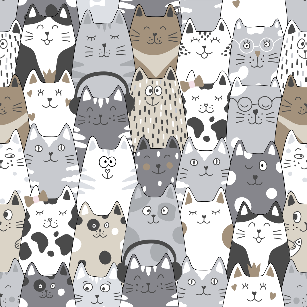 Tapis vinyle chambre chats en dessin animé - TenStickers