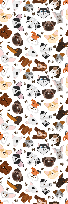 Tapis vinyle chambre têtes de chiens de race - TenStickers