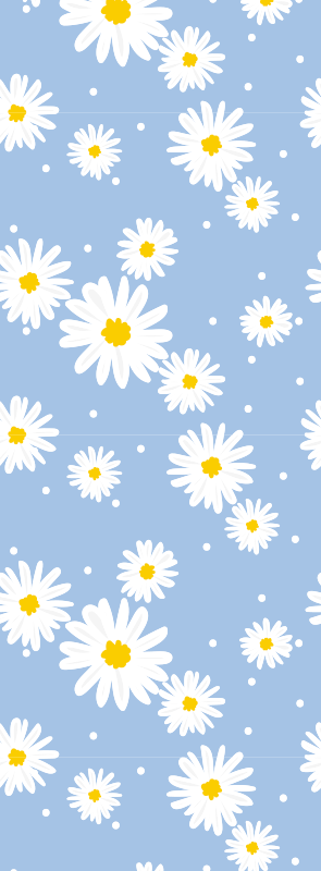 Tapis vinyle chambre fleurs blanches sur fond bleu - TenStickers
