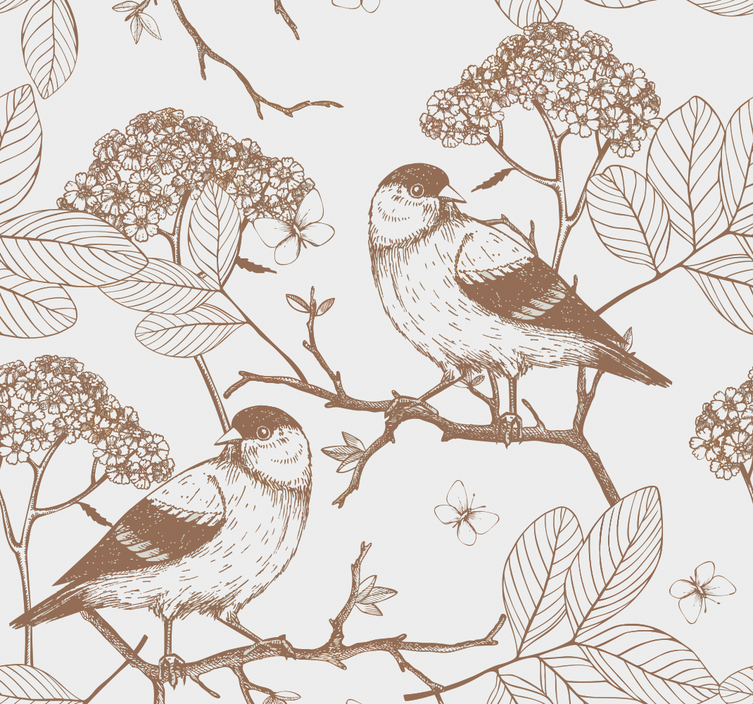 Tapis vinyle chambre oiseaux gris et marron - TenStickers