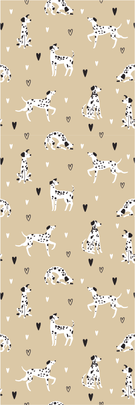 Tapis vinyle chambre motif chiens dessinés beige - TenStickers