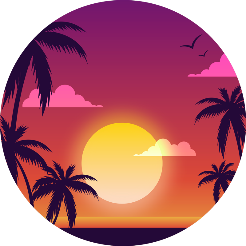 Tapis vinyle nature coucher de soleil des années 70 - TenStickers