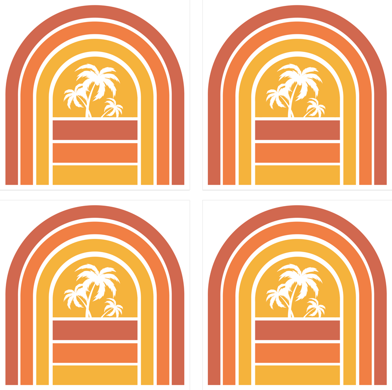 Tapis vinyle nature coucher de soleil et palmiers - TenStickers