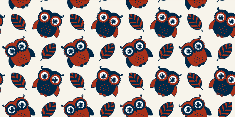Tapis vinyle nature motifs hiboux rouges et bleus - TenStickers