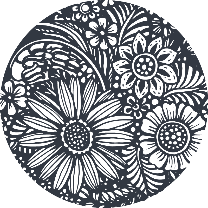 Tapis vinyle nature motif floral rond - TenStickers