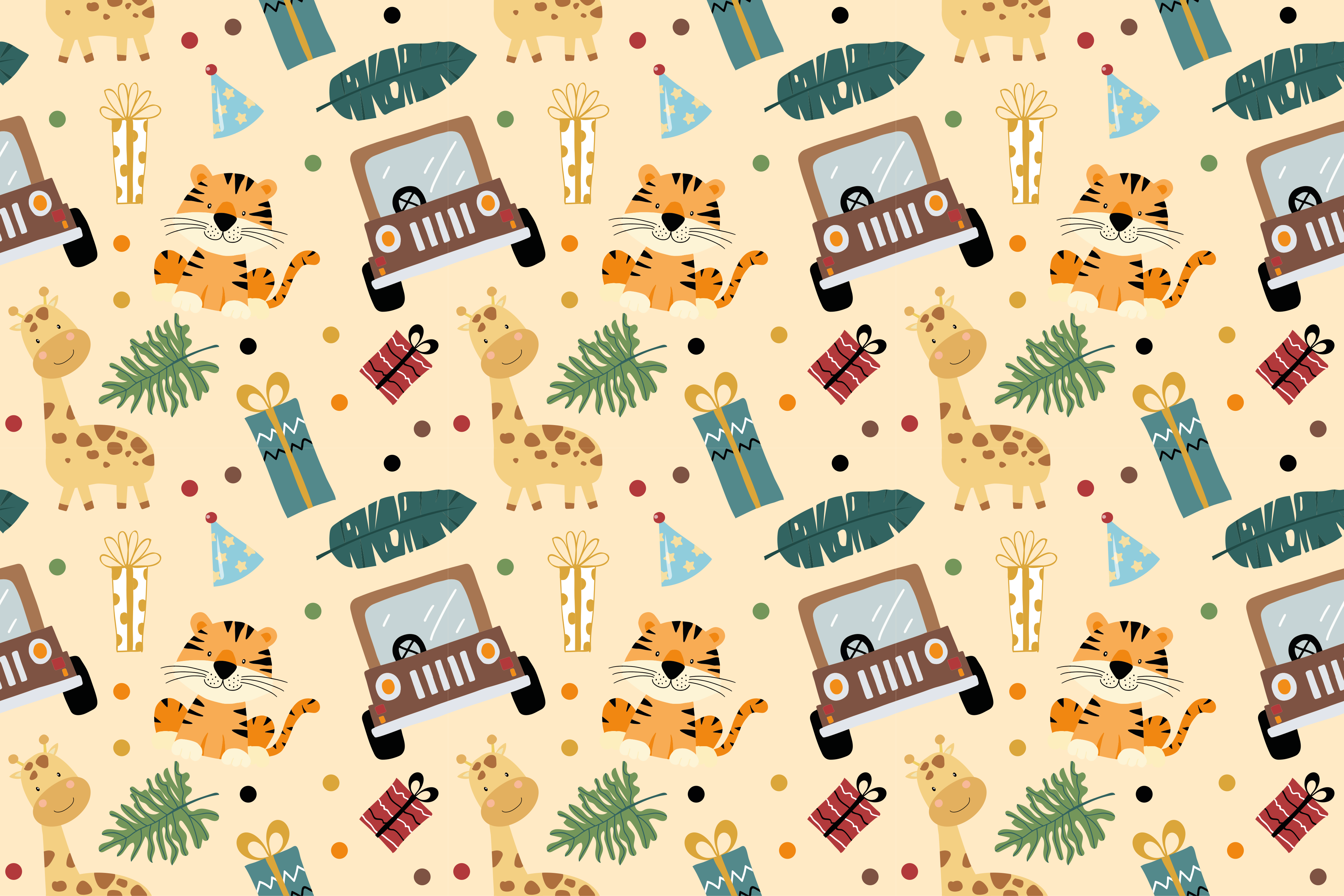 Tapis vinyle nature Éléments de safari ludiques - TenStickers
