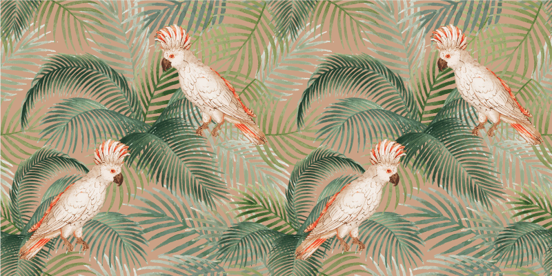 Tapis vinyle nature perroquets et palmiers - TenStickers