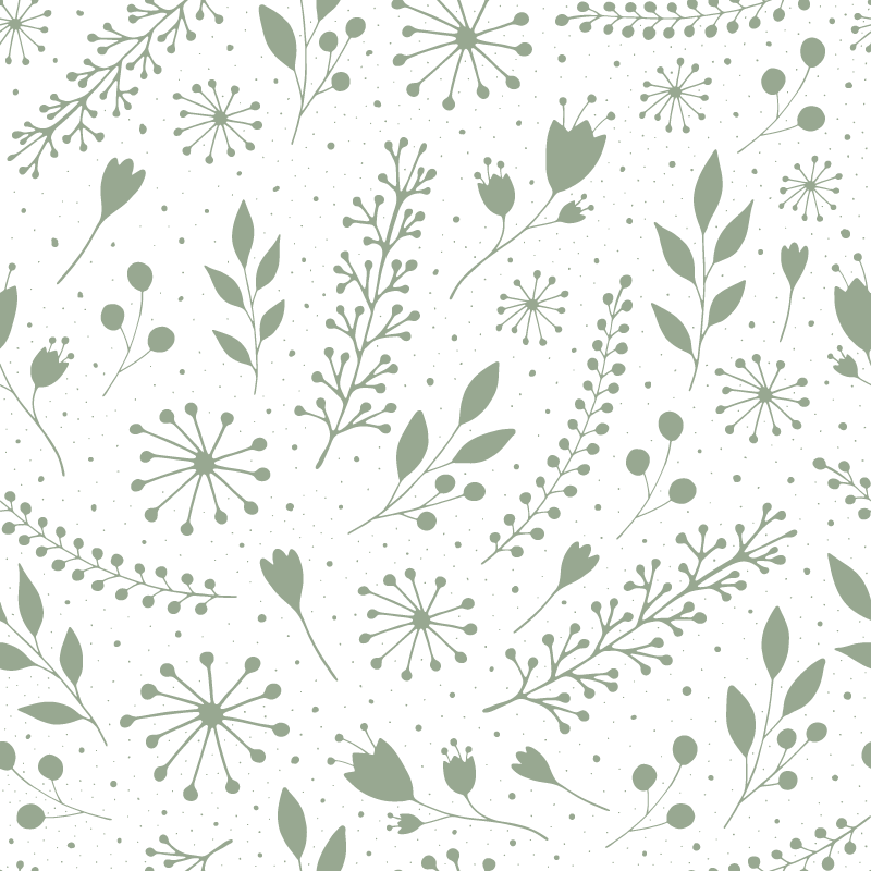 Tapis vinyle plantes feuillage vert et fleurs - TenStickers