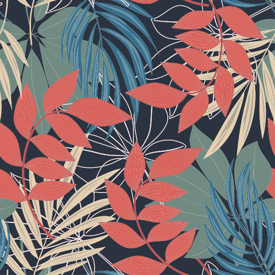 Tapis vinyle plantes motif faune et flore élégant - TenStickers