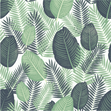 Tapis vinyle plantes feuilles de jungle vertes - TenStickers