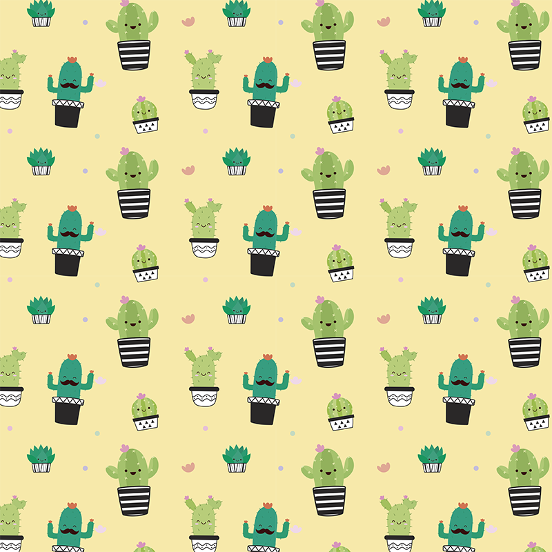 Tapis vinyle plantes cactus motif dessin - TenStickers