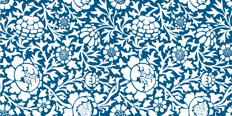 Tapis vinyle plantes flore bleu marine - TenStickers