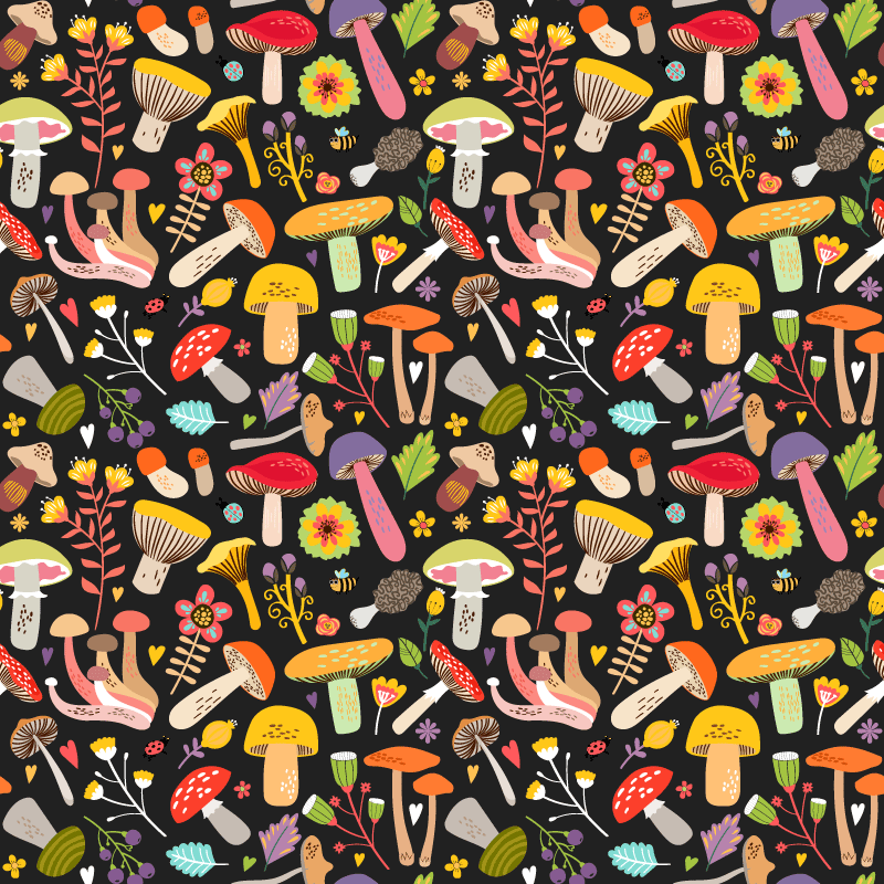 Tapis vinyle plantes motif champignons d'automne - TenStickers