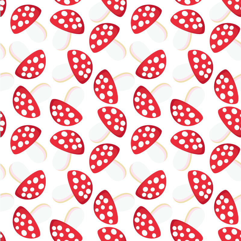 Tapis vinyle plantes champignons classiques fond blanc - TenStickers