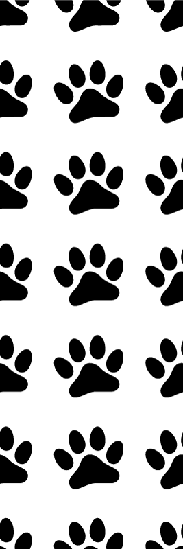 Tapis vinyle chambre empreintes de pattes noires sur blanc - TenStickers