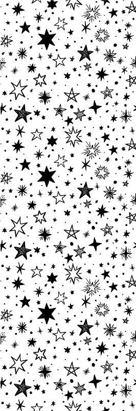 Tapis vinyle chambre motif étoiles noires sur fond blanc - TenStickers