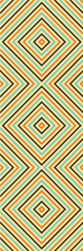 Tapis vinyle chambre motif vintage orange et bleu - TenStickers