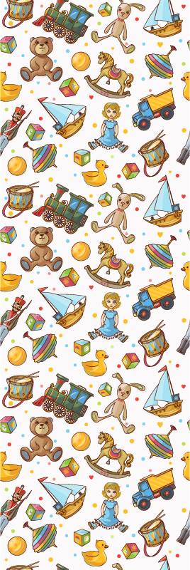 Tapis vinyle chambre design mignon jouets en bois et ours - TenStickers