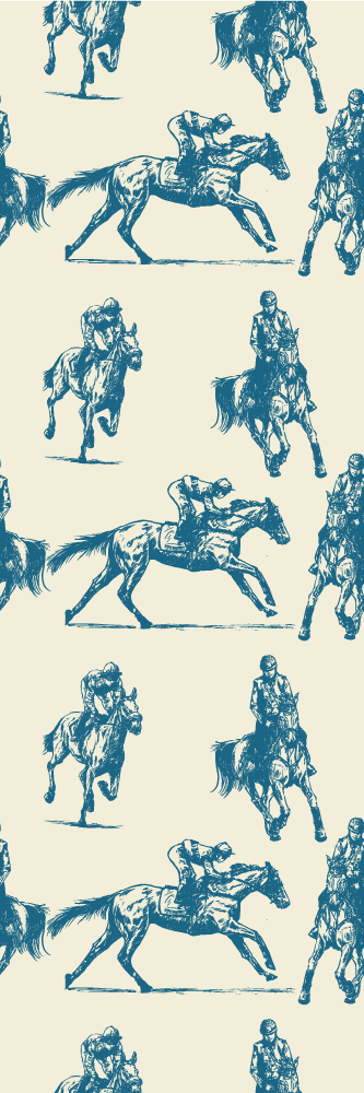 Tapis vinyle chambre motif chevaux bleu et beige - TenStickers