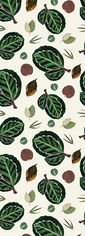 Tapis vinyle chambre feuilles de maranta vert rouge - TenStickers