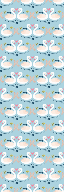 Tapis vinyle chambre motif cygnes amoureux bleu - TenStickers