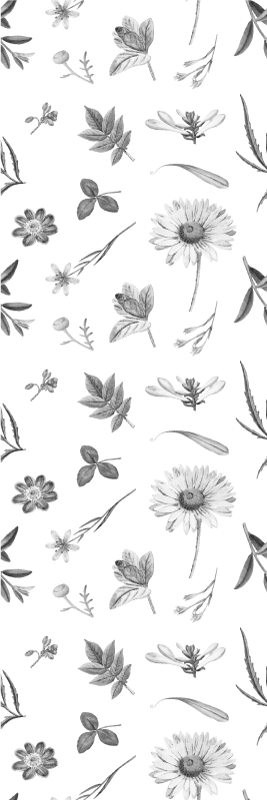 Tapis vinyle chambre fleurs grises printanières - TenStickers
